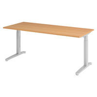 SCHREIBTISCH Serie-XB 80/180/74 cm in Buchefarben/Silberfarben - Buchefarben/Silberfarben, Holzwerkstoff (80/180/74cm) - bümö
