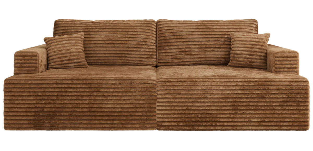 4-SITZER SOFA VIRELLA Orange Cord - Schwarz/Orange, Textil (240/88/115cm) - MKS