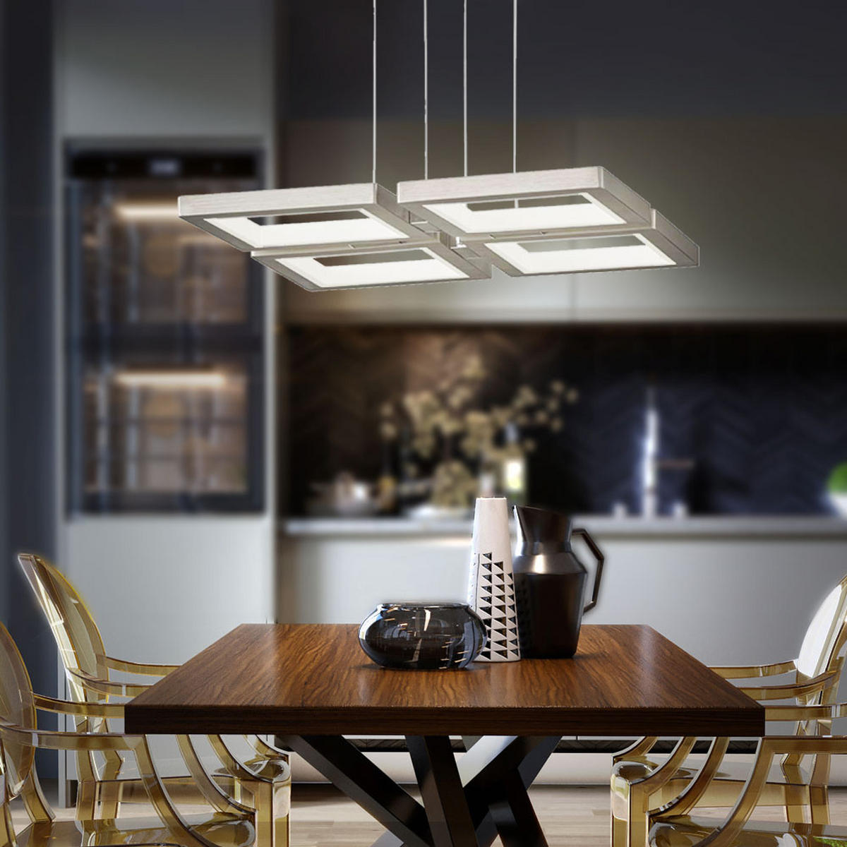 LED HÄNGELEUCHTE Silber Eckig - Silberfarben, Metall (43.8/43.8/150cm) - Wofi