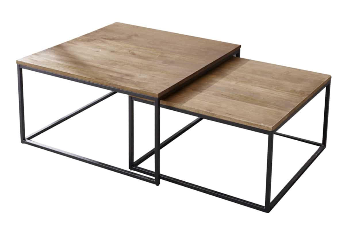 COUCHTISCH ELEMENTS Mango Braun 75 cm - Schwarz/Braun, Holz/Metall (75/75/40cm) - riess-ambiente