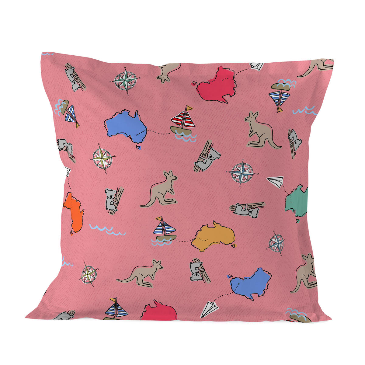KISSENBEZUG kangaroo 80x80 cm mehrfarbig - Multicolor, Textil (80/80cm) - Happy Friday