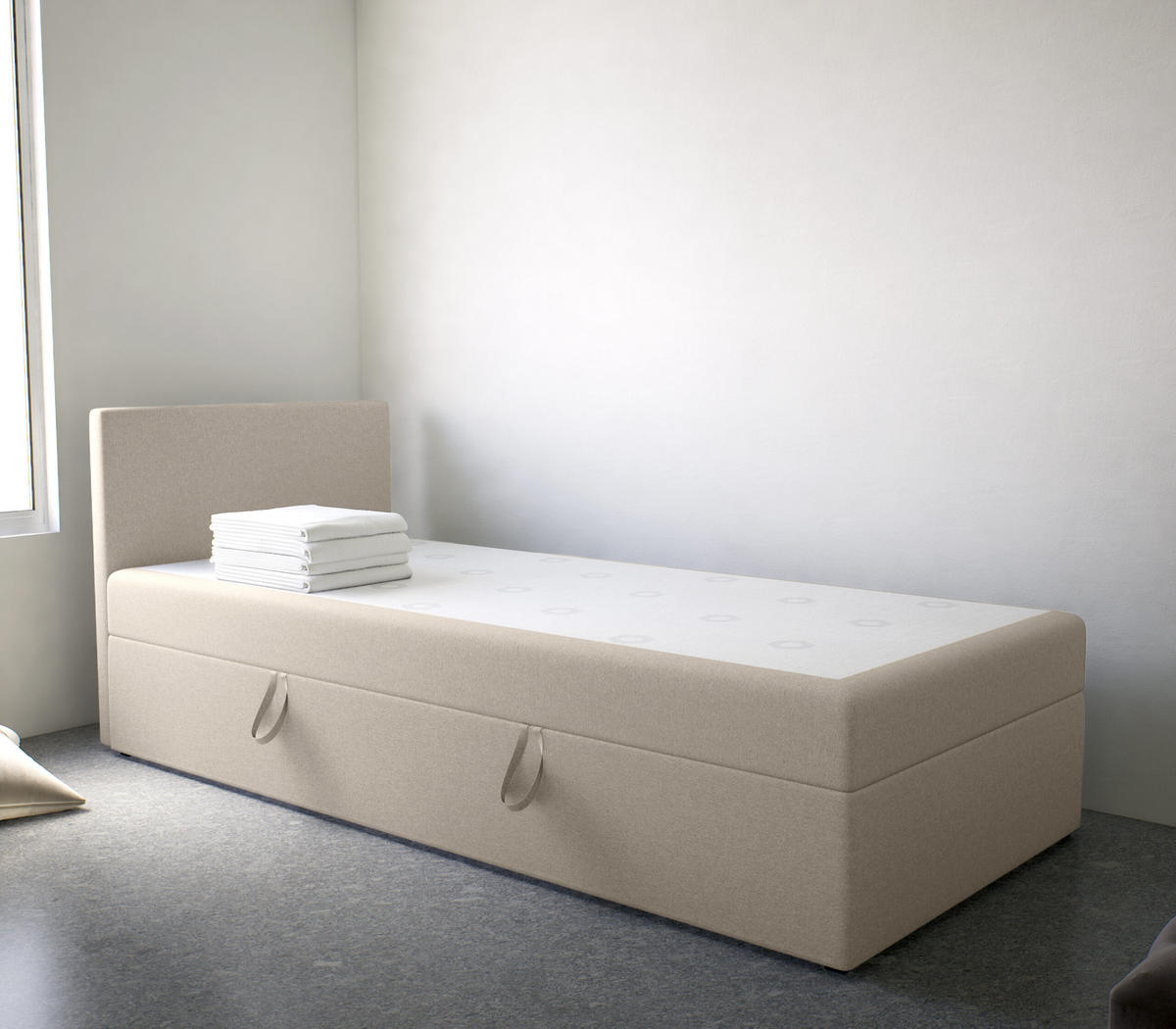 BOXBETT Verdig Mini Basic 90x200 Beige Links - Beige, Holz (90/200cm) - Fedve