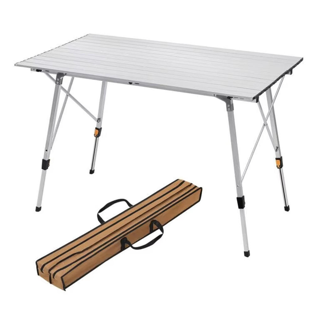 KLAPPTISCH Aluminium Faltbar Höhenverstellbar 120x68,5 cm Silber - Silberfarben, Metall (120/68.5/78.5cm) - Coonoor