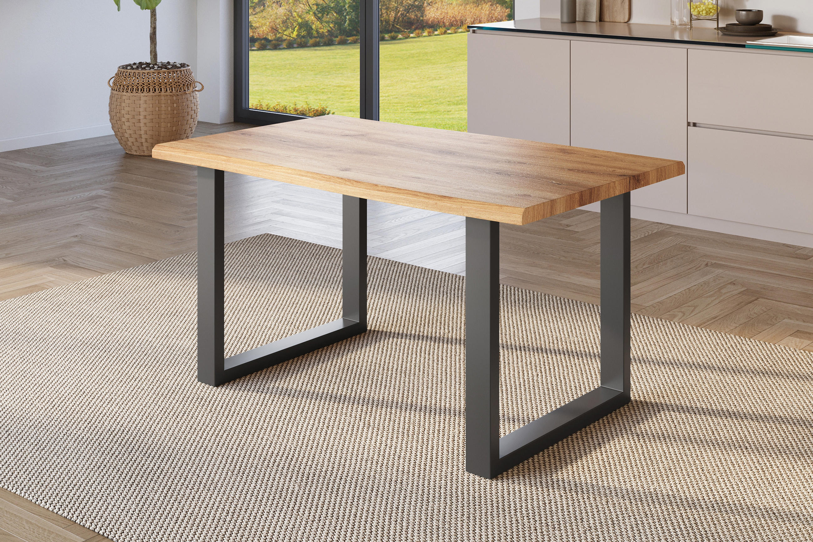 ESSTISCH JULIUS U - Wildeiche/Eichefarben, Holz (80/140/77cm) - SAM