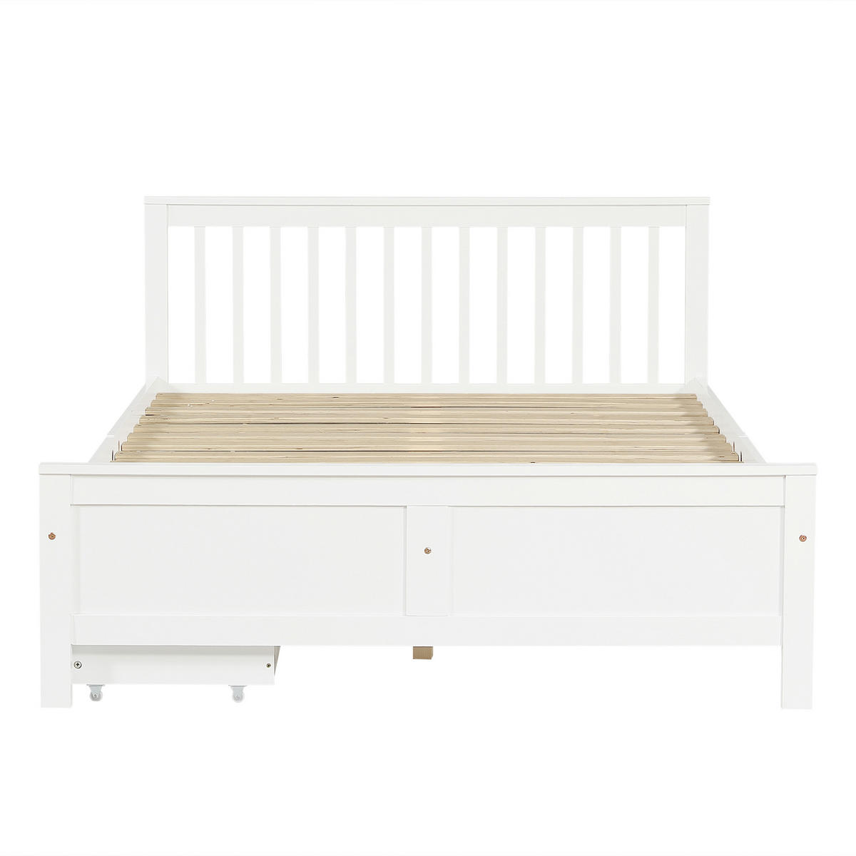 HOLZBETT 140/200 cm DE-00444, in Weiß, Schubladen, Kiefernholzrahmen - Weiß, Holz (140/200cm) - ComfortXL