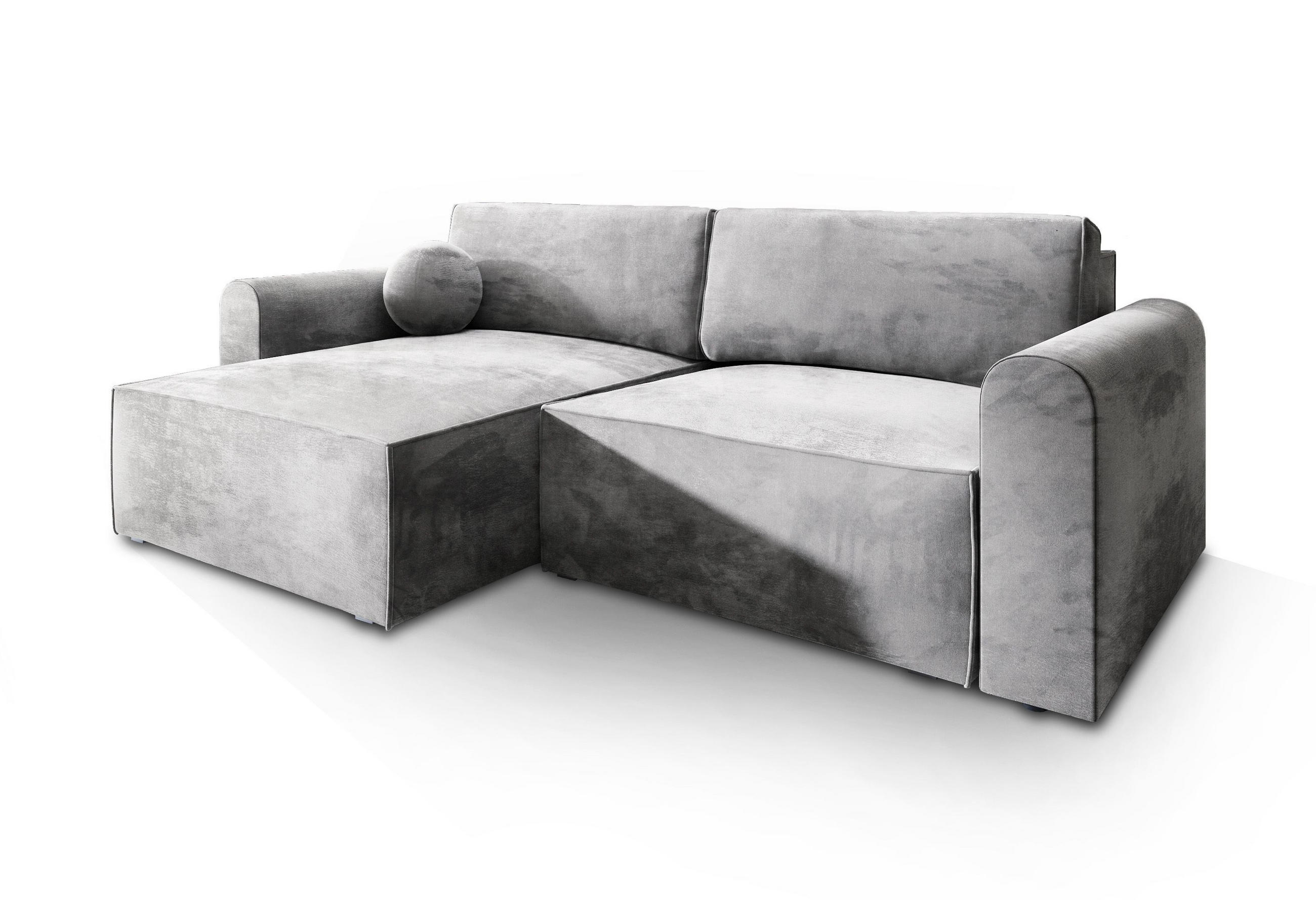 ROHOVÁ SEDAČKA FIANO světle šedá - šedá/světle šedá, dřevo/textil (245/148cm) - MASSENO