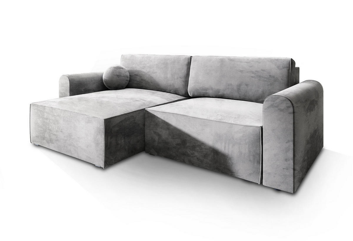 ROHOVÁ SEDAČKA FIANO světle šedá - šedá/světle šedá, dřevo/textil (245/148cm) - MASSENO