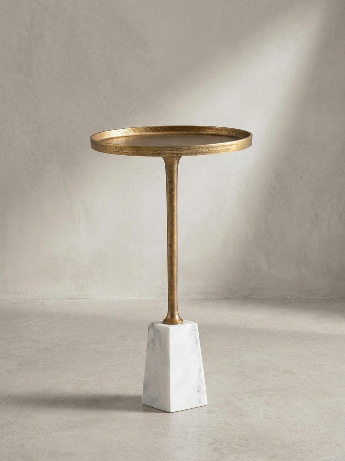 BEISTELLTISCH – Rund Marmor Weiß Gold Metall 34x34x58 cm - Goldfarben/Weiß, Metall (34/34/58cm) - KADIMA DESIGN