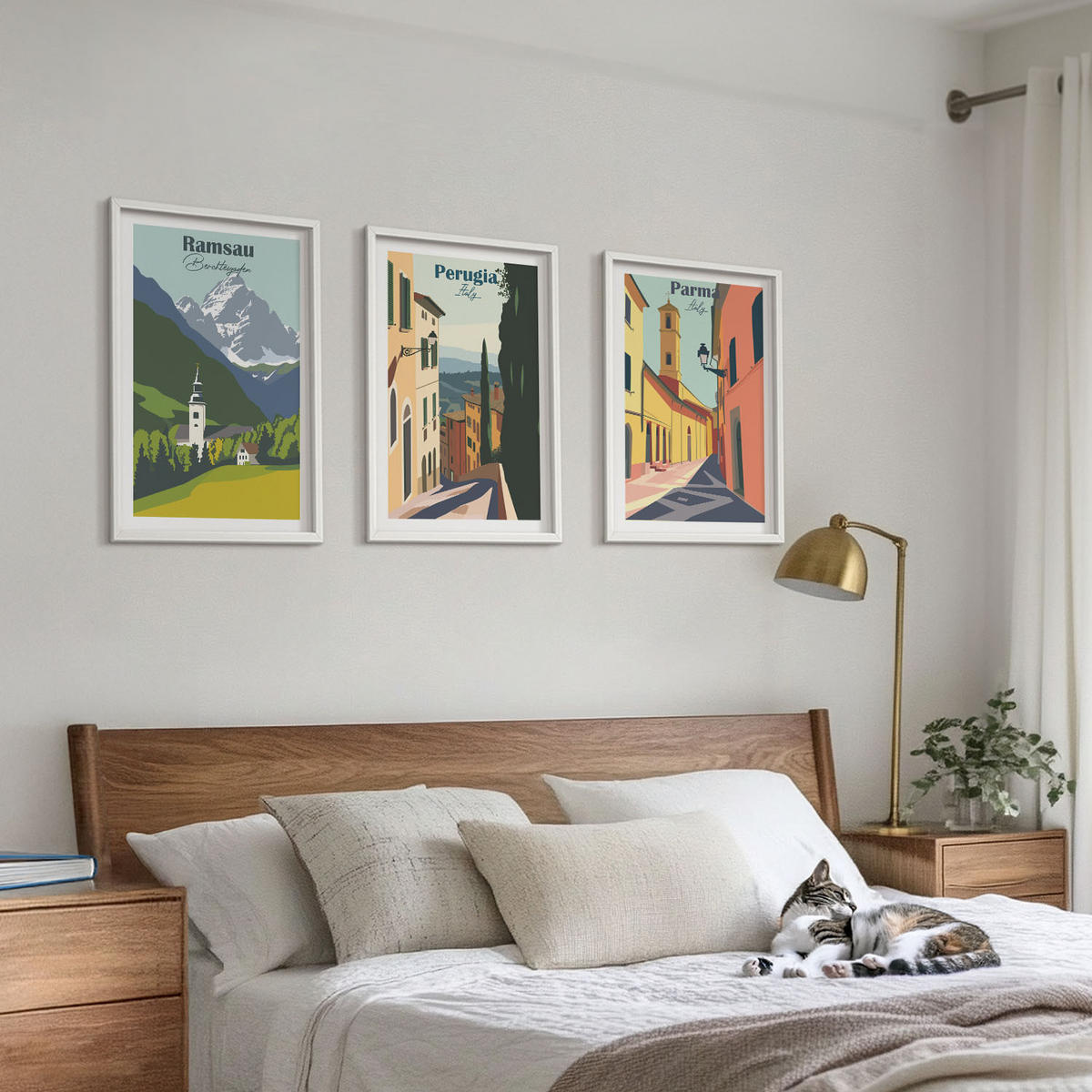 WANDBILDER 3er-Set - 40x60 cm Weißer Rahmen - Berglandschaften und Italien - Weiß, Kunststoff (40/60cm) - ArtPrintCave