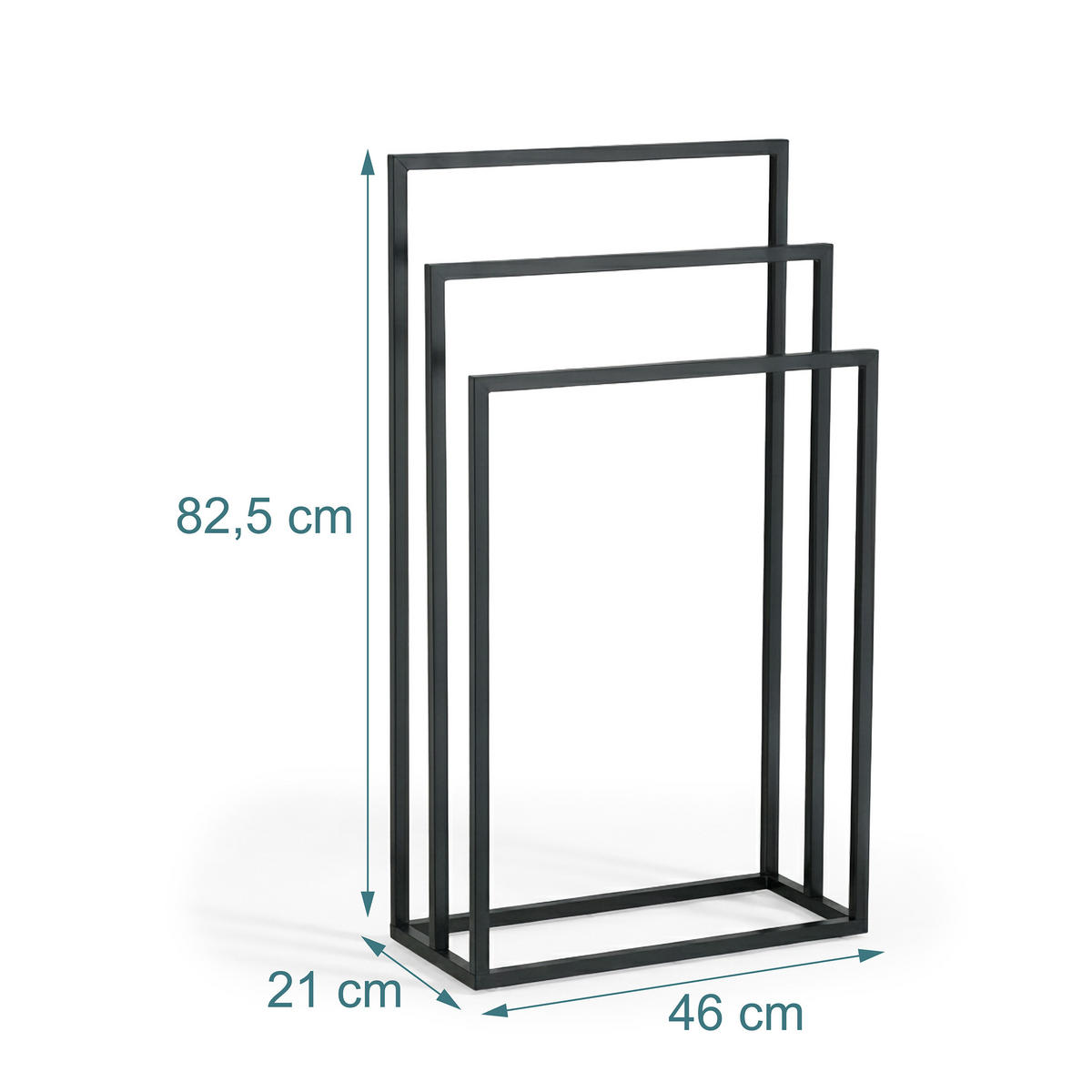 HANDTUCHSTÄNDER Schwarz 3 Stangen freistehend - Schwarz, Metall (46/82.5/21cm) - Relaxdays