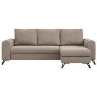 ECKSOFA Axel Samt Beige - Beige/Schwarz, Textil/Metall (242/140cm) - MKS