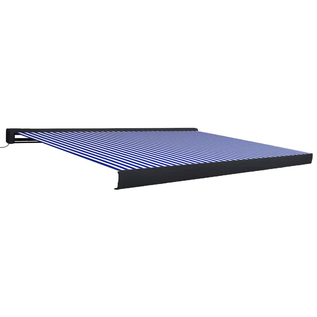 KASSETTENMARKISE Mit Motor 400/300 Cm Blau Und Weiss - Blau, Textil (400/400cm) - vidaXL