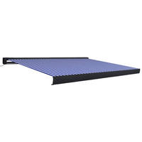 KASSETTENMARKISE Mit Motor 400/300 Cm Blau Und Weiss - Blau, Textil (400/400cm) - vidaXL