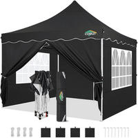 FALTPAVILLON 3x3m mit 4 Seitenwänden Schwarz - Schwarz, Textil (299.7/315/299.7cm)