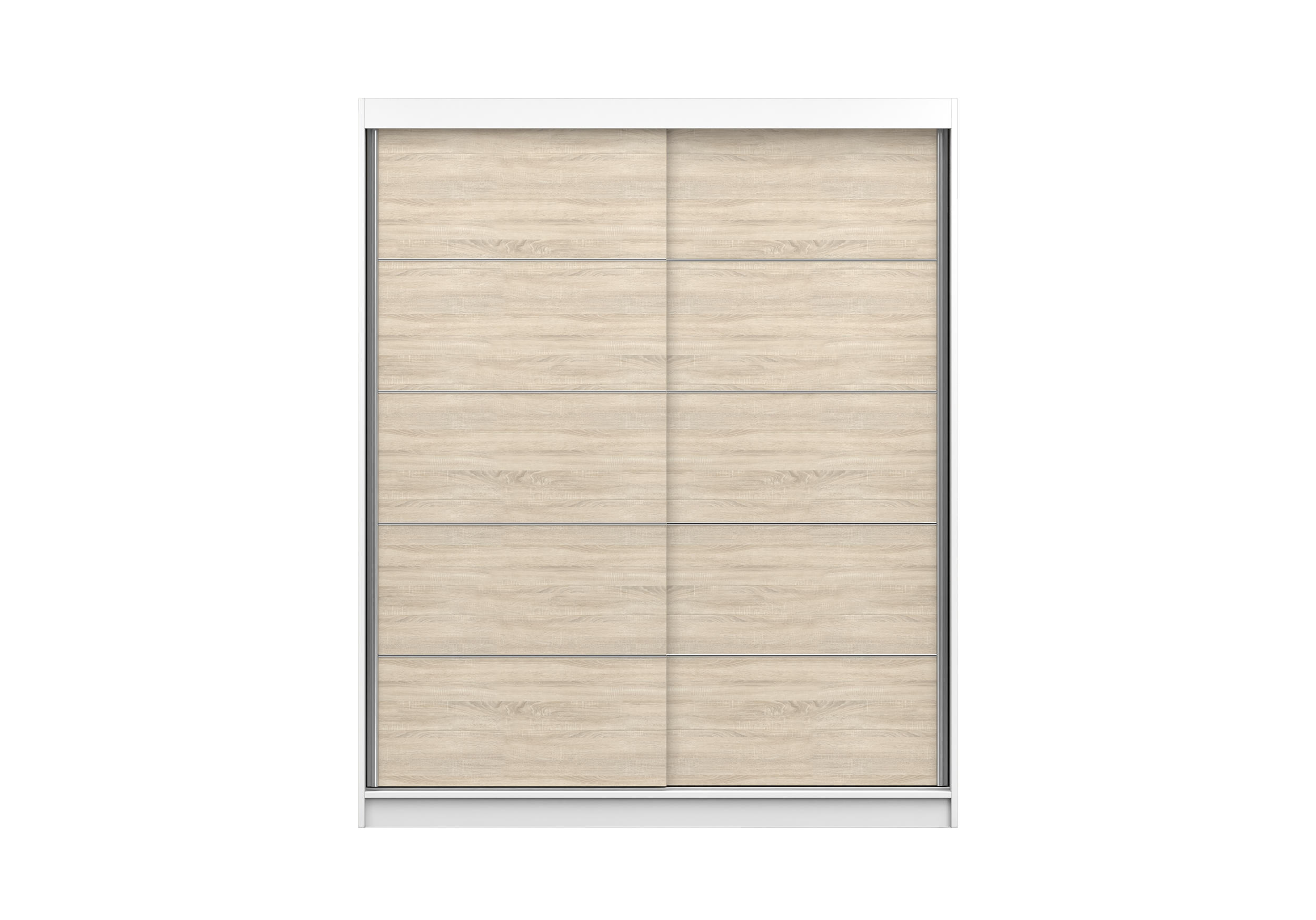 SCHIEBETÜRENSCHRANK - Kleiderschrank EVA 06 - Weiß + Sonoma - Weiß/Sonoma Eiche, Holzwerkstoff (160/195/61cm) - Möblo