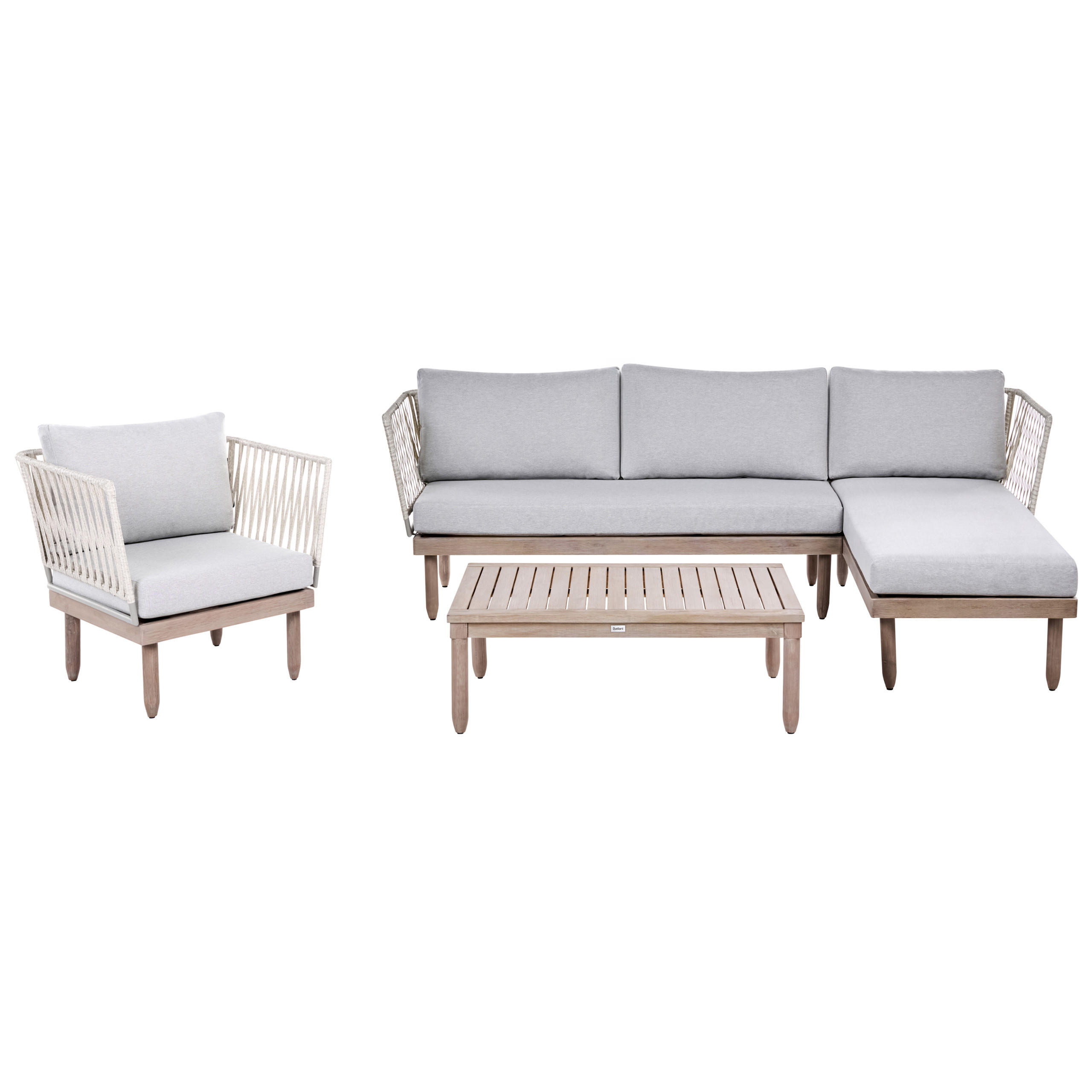 LOUNGE-SET mit Tisch 4-Sitzer Akazienholz linksseitig Braun/Grau Cremona - Dunkelgrau/Braun, Holz - Beliani