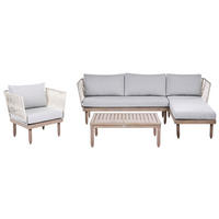 LOUNGE-SET mit Tisch 4-Sitzer Akazienholz linksseitig Braun/Grau Cremona - Dunkelgrau/Braun, Holz - Beliani
