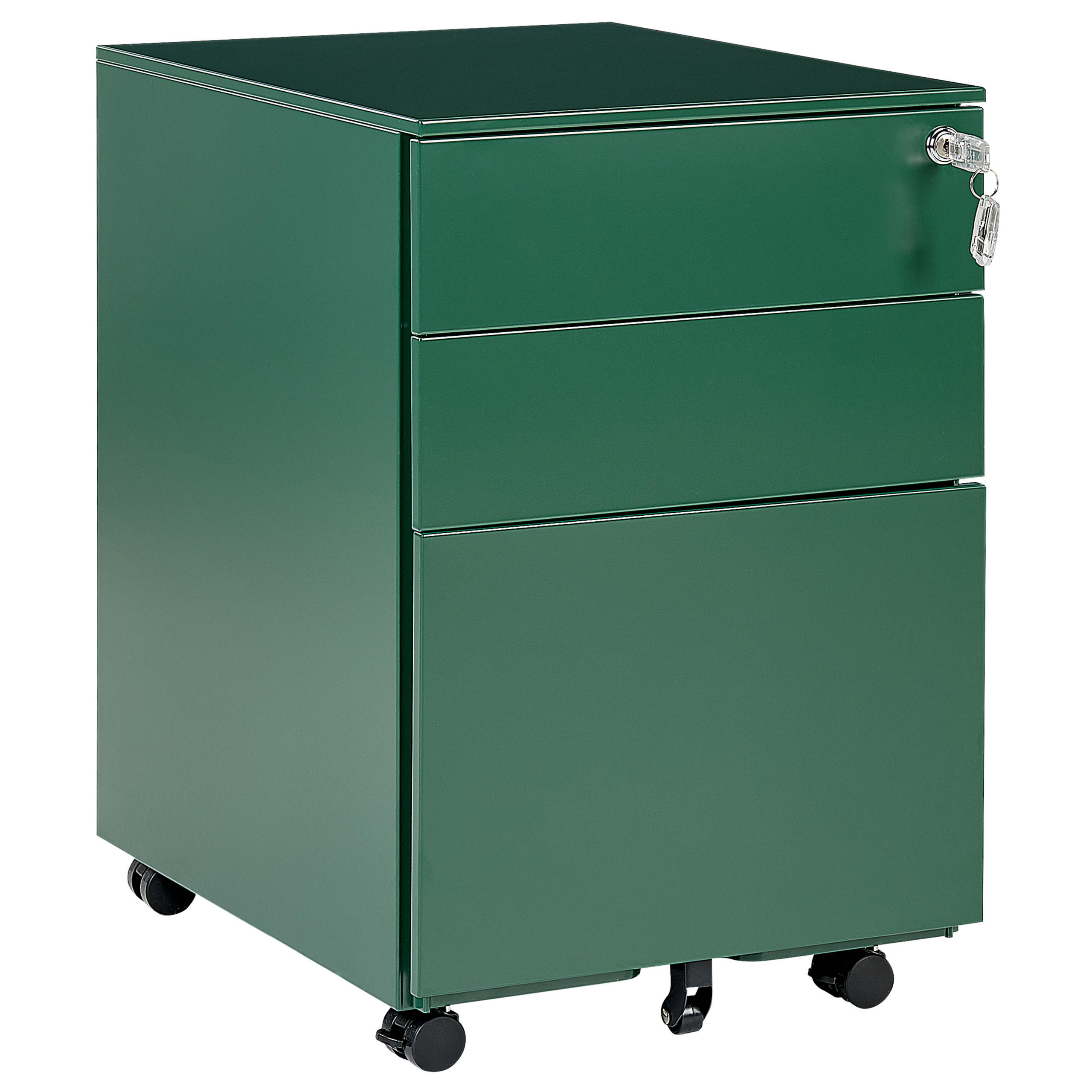 AKTENSCHRANK Metall grün 3 Schubladen mit Rollen Cami - Grün, Metall (39/60/50cm) - Beliani