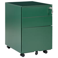 AKTENSCHRANK Metall grün 3 Schubladen mit Rollen Cami - Grün, Metall (39/60/50cm) - Beliani