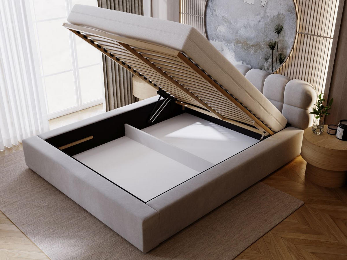 POLSTERBETT Plaza 160x200 Grau - Naturfarben/Grau, Holz/Kunststoff (160/200cm) - Graingold