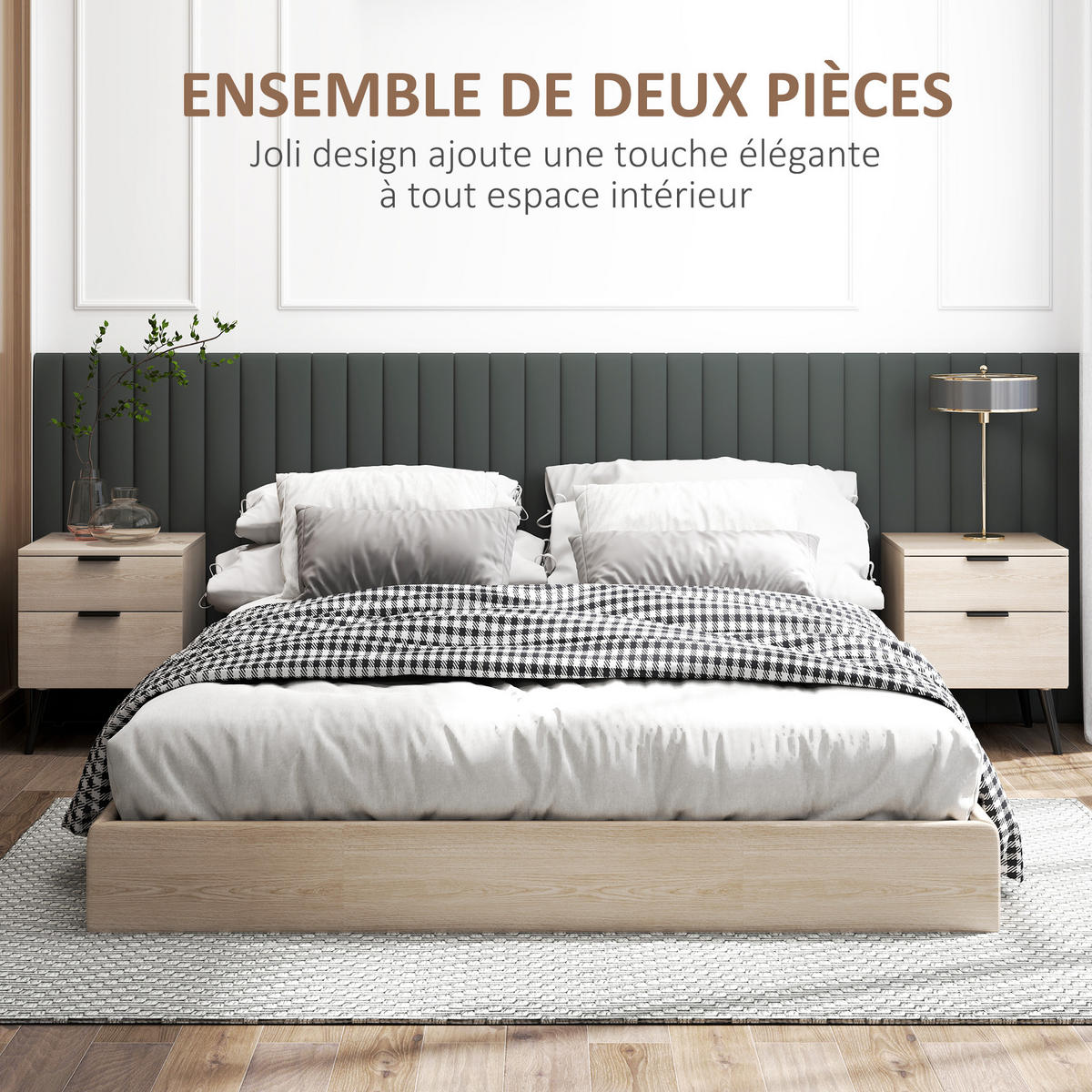 NACHTSCHRANK 2er-Set DE-12853 2-stöckige Schublade Eiche - Eichefarben, Holzwerkstoff (40/50/40cm) - ComfortXL