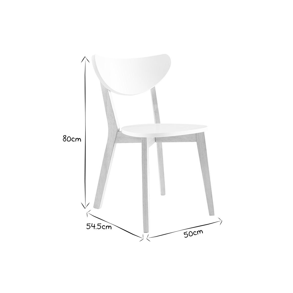 HOLZSTUHL Design mit Weiß LEENA (2 Stck.) - Weiß, Holz (54.5/80/50cm) - Miliboo