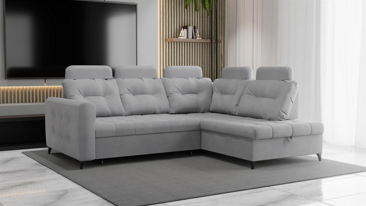 ECKSOFA Wendie - Hellgrau, Holzwerkstoff/Textil (250/200cm) - Fun Möbel