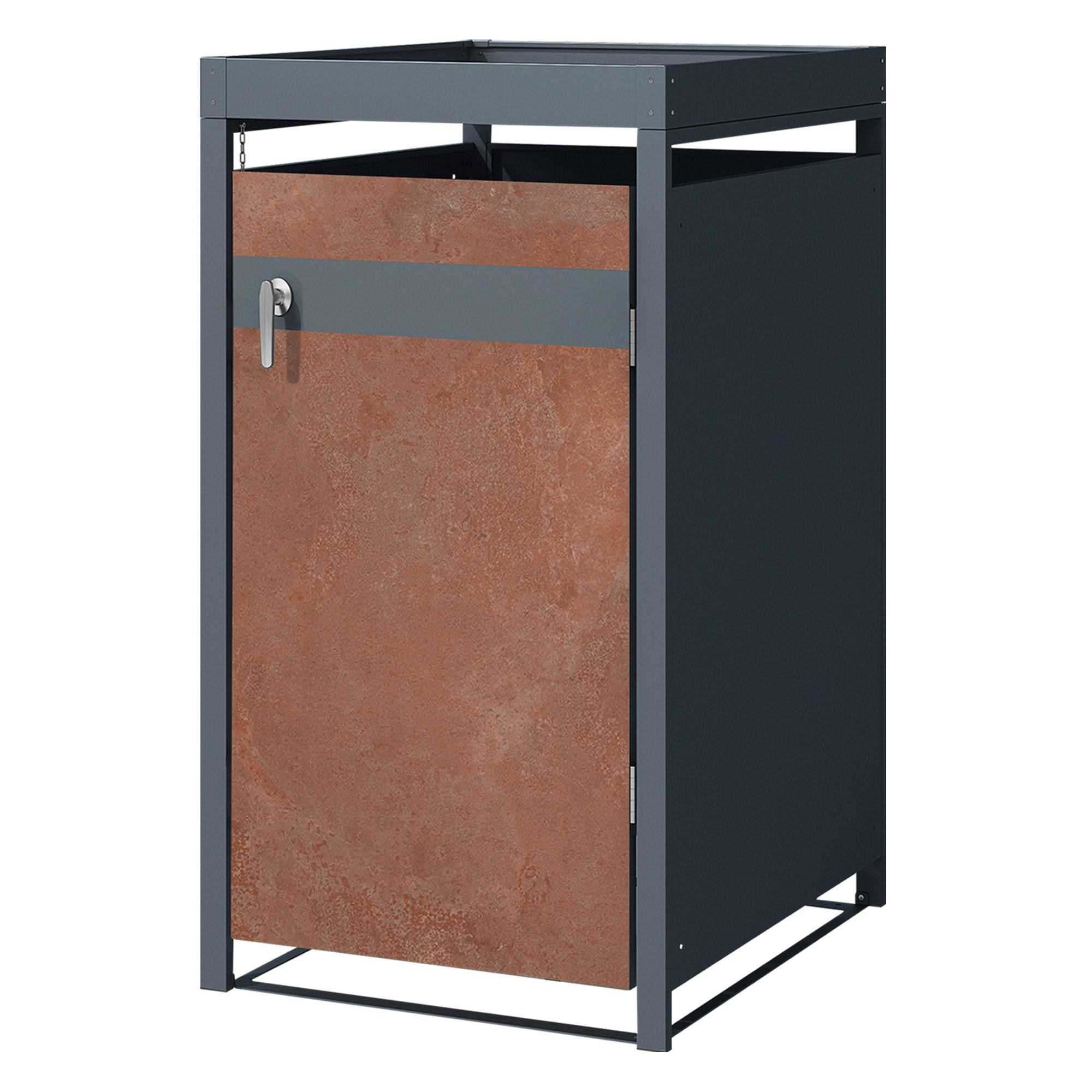 MÜLLTONNENBOX 1er mit Pflanzdach Anthrazit-Rostoptik - Rotbraun, Metall (80/124/68cm) - ML-DESIGN
