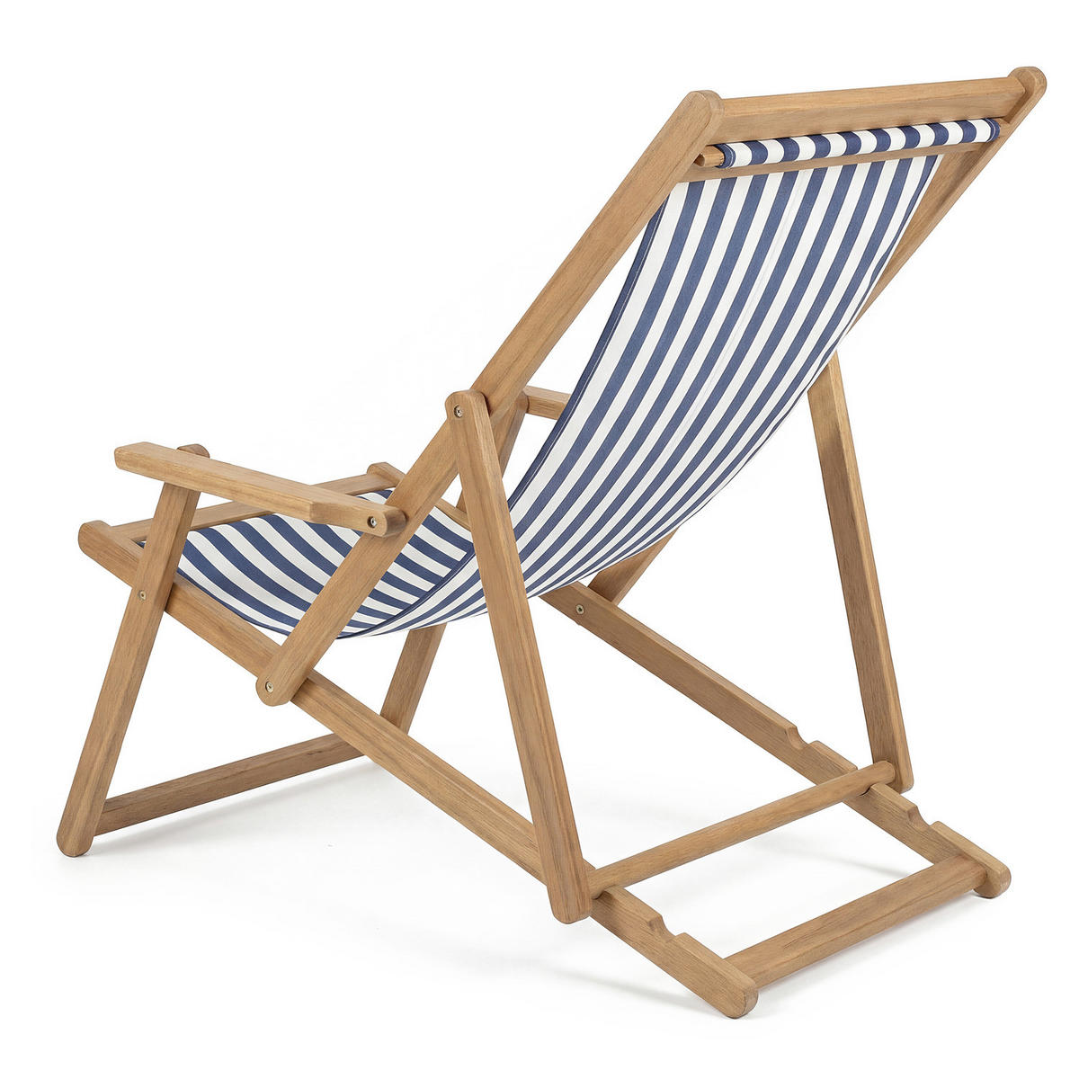 LIEGESTUHL - Akazie massiv / Webstoff - Blau, Holz/Textil (63/88/102cm) - home24