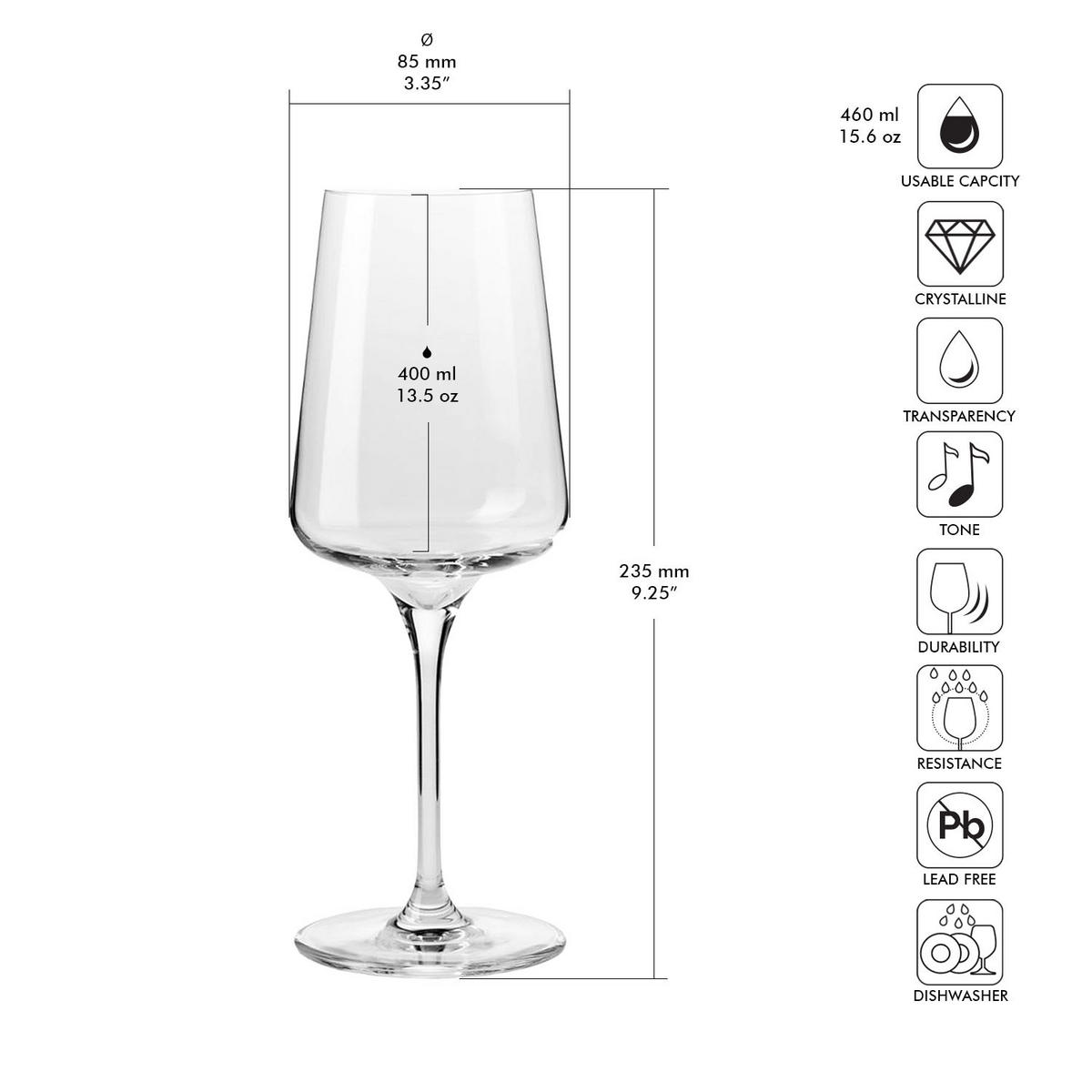 WEISSWEINGLÄSER, 6er-Set, 400 ml - Transparent, Glas (0.46L) - Krosno Glass