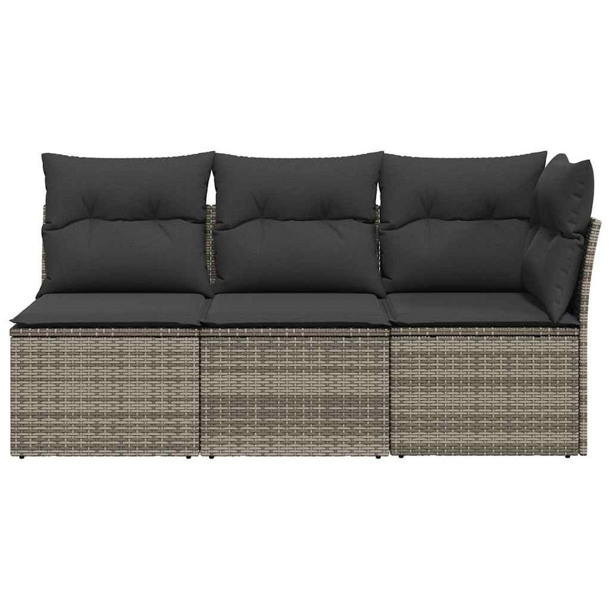 LOUNGESOFA mit Dunkelgrau Kissen, 3-Sitzer, 172/62/69 cm, aus Poly Rattan, Grau - Grau, Kunststoff (62/69/172cm) - vidaXL
