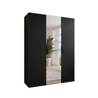 DREHTÜRENSCHRANK 202/150/52 3-türig - Schwarz, Holz/Metall (150/202/52cm) - Abiks Möbel