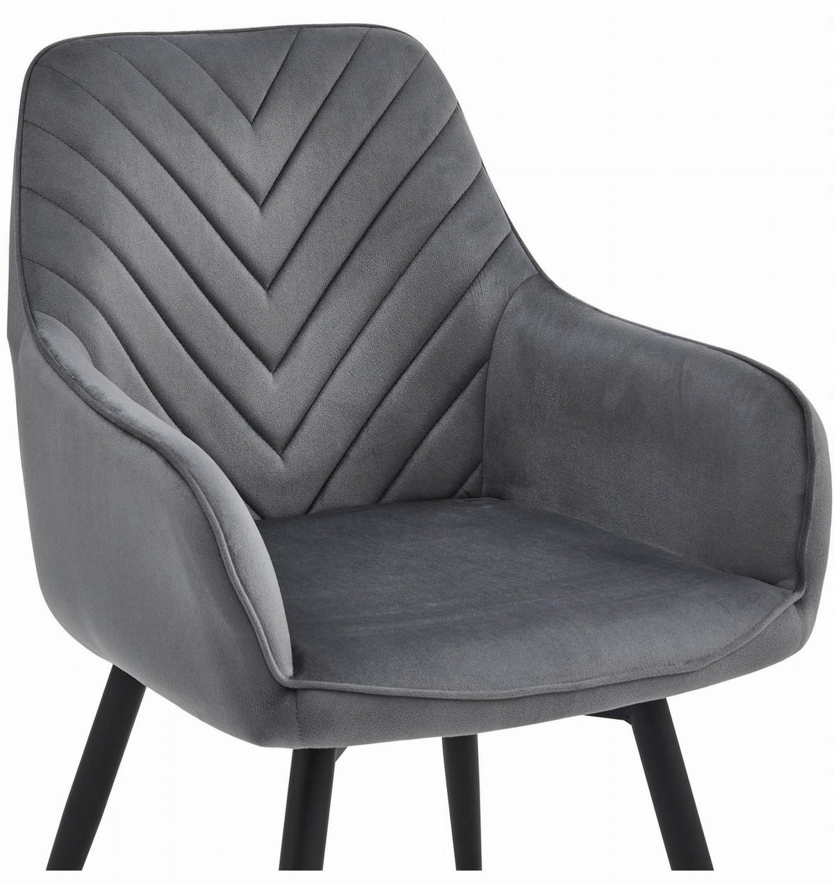 ESSZIMMERSTUHL 2-er Set WAAV360 dunkelgrauer Sitz, schwarze Beine - Dunkelgrau/Schwarz, Textil (56/83.5/61cm) - Valora