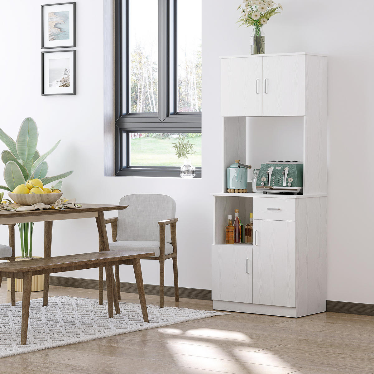 BUFFET DE-10995 4 Türen Weiß - Weiß, Holzwerkstoff (41/178/71cm) - ComfortXL