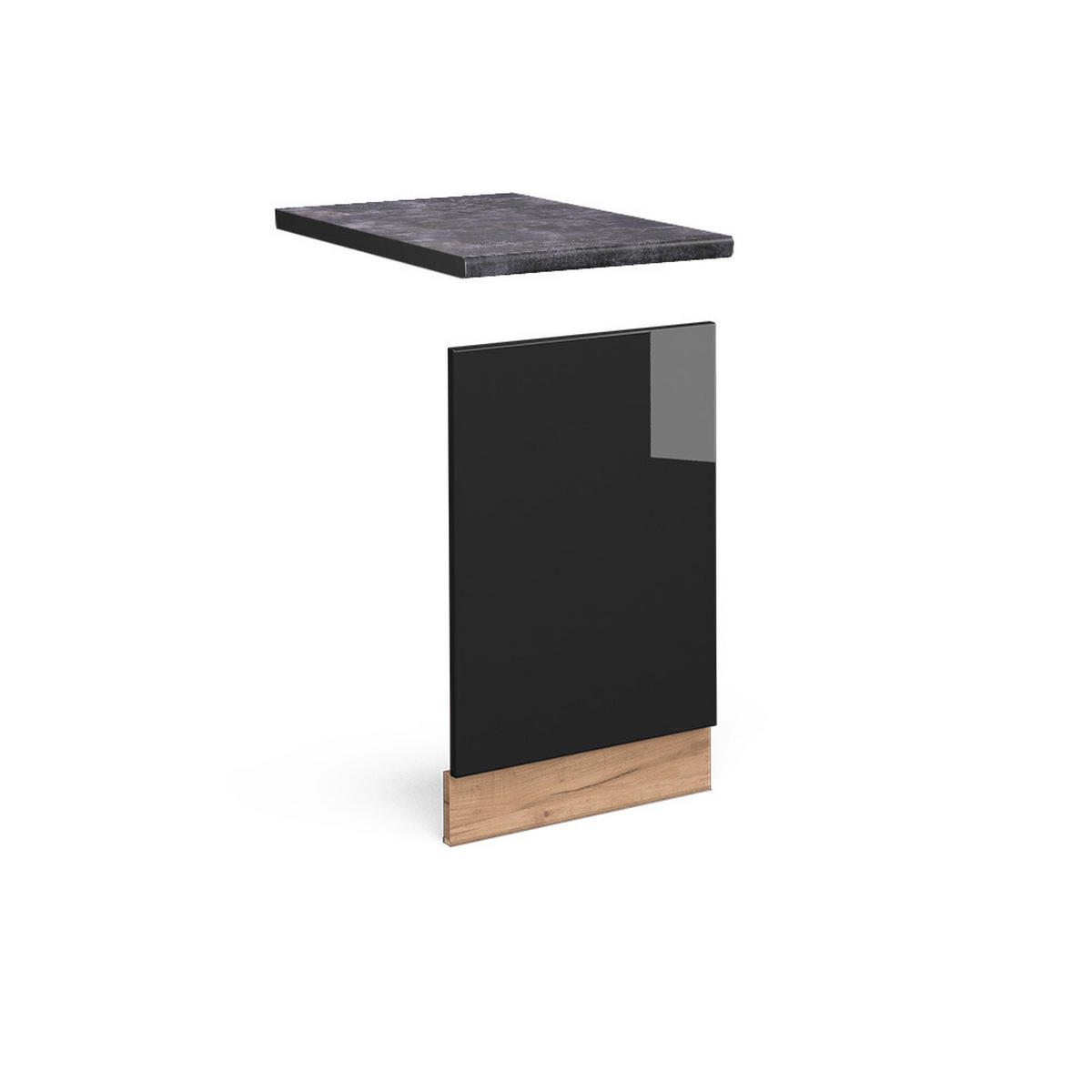 FRONTBLENDE Fame-Line Schwarz Eiche hochglanz 45 cm, AP Anthrazit - Honigeiche/Schwarz Hochglanz, Holzwerkstoff (45/67.4/1.6cm) - Vicco
