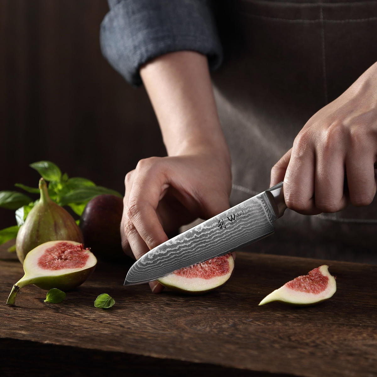 SANTOKUMESSER (klein) Edib Damast - Braun, Holz/Metall (23cm) - Wakoli