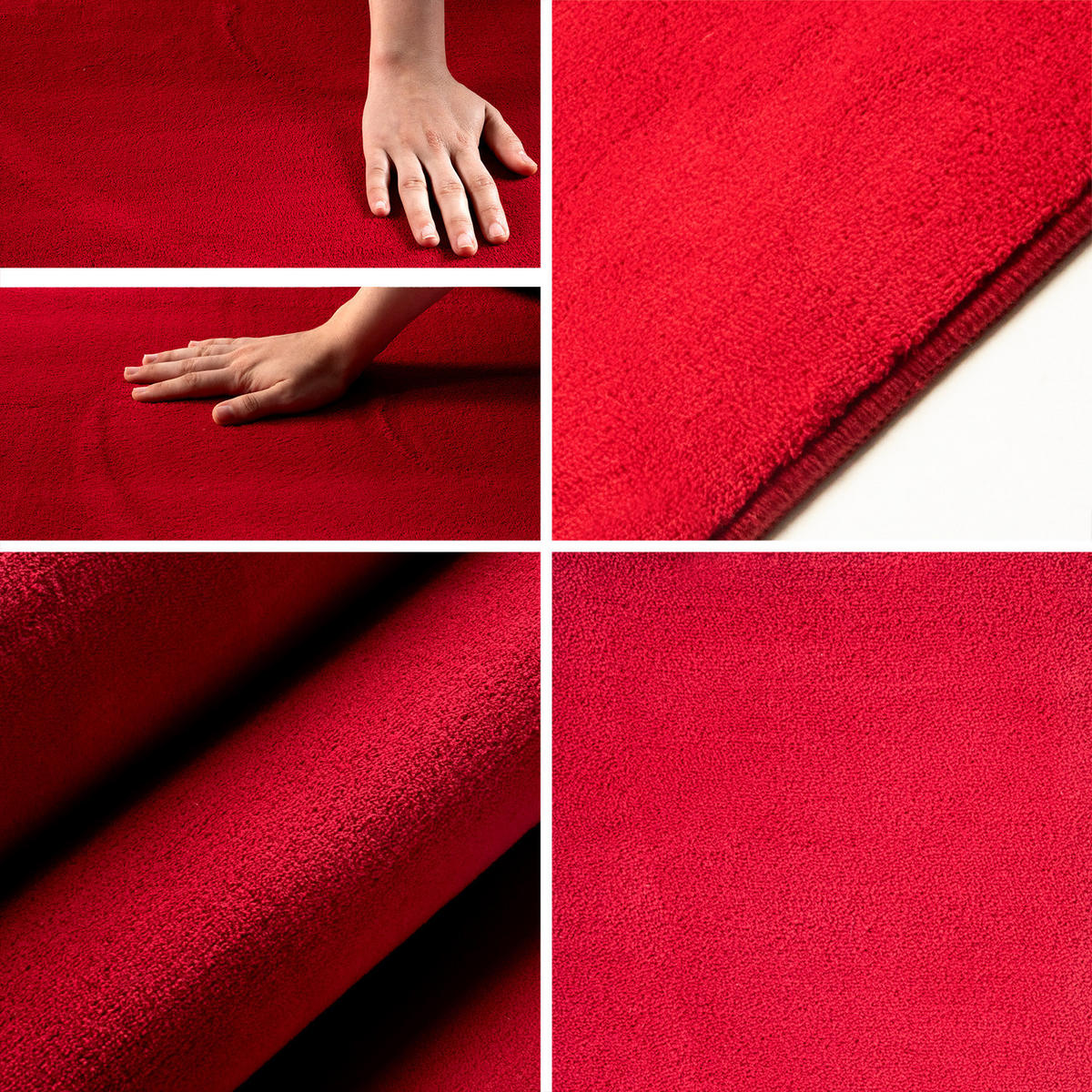 TEPPICH Kurzflor Uni-Farbe Microfaser Antirutsch Wohnzimmer waschbar Rot Rund 120x120 - Rot, Textil (120/120cm) - KADIMA DESIGN