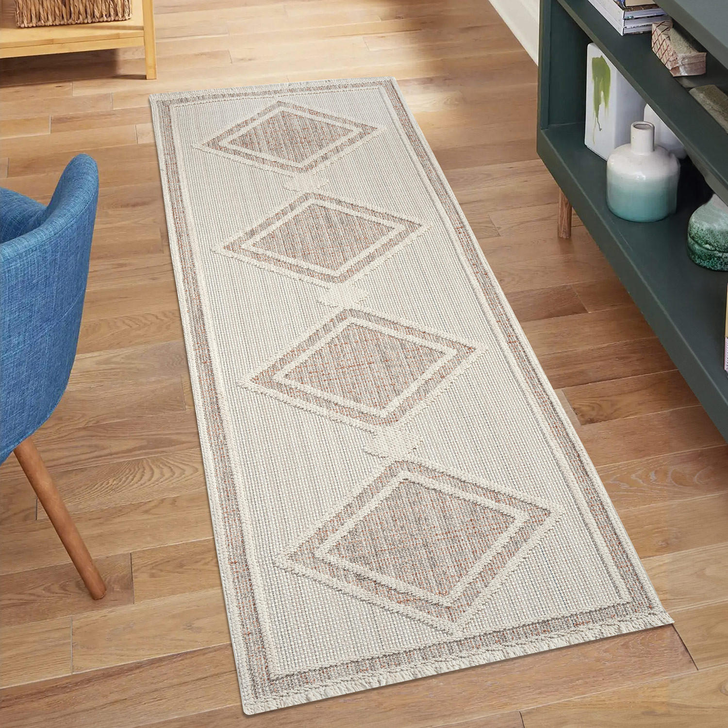 KURZFLOR-TEPPICH Lindo 8853 Terra 80x300 cm - Creme, Textil (80/300cm) - carpet city