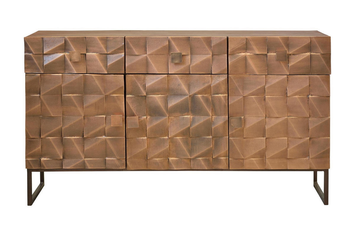 SIDEBOARD aus Mangoholz und Bronze - Dunkelbraun, Holz (42/80/142cm) - Giner y Colomer