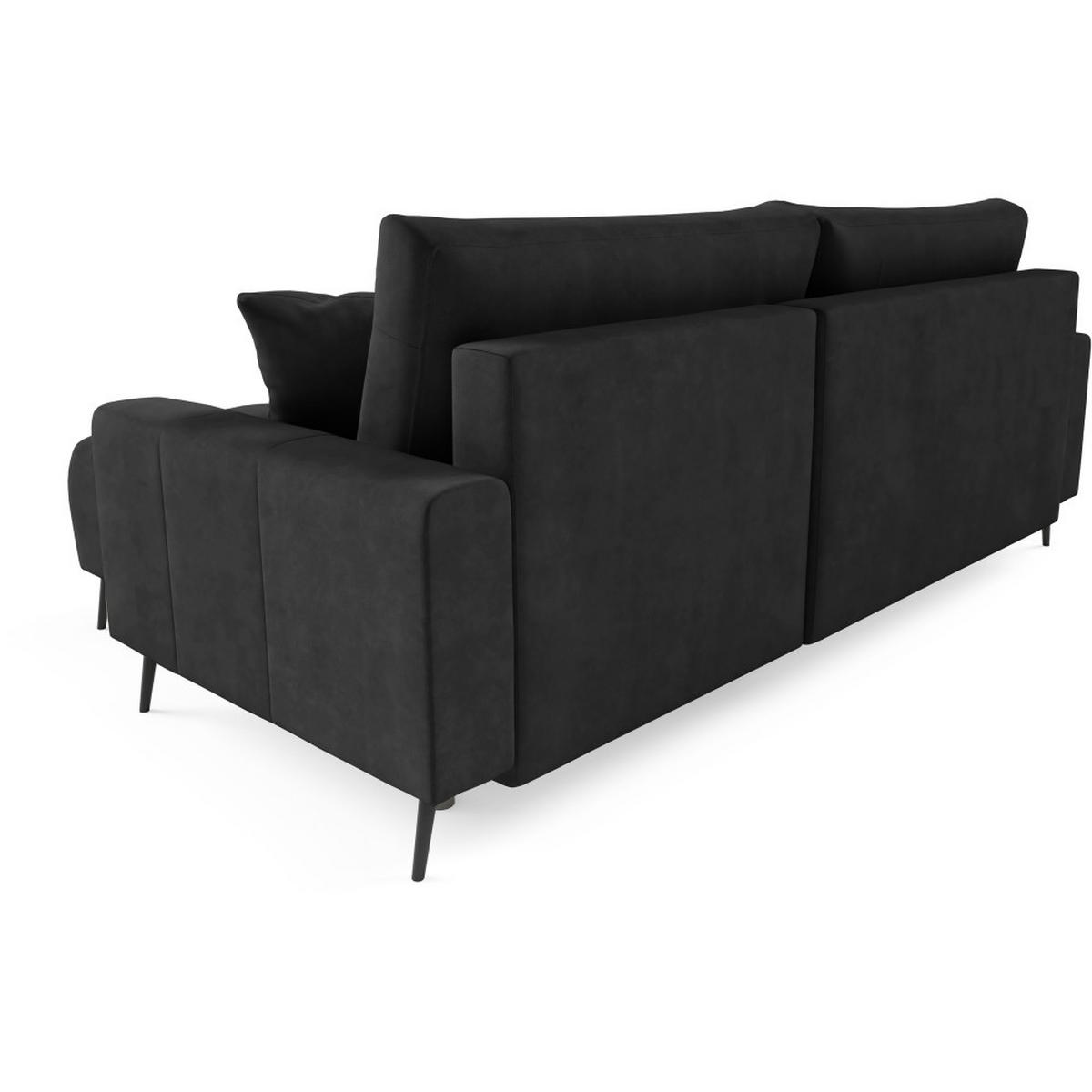 ECKSCHLAFSOFA Denver im Veloursstoff, Schwarz - Schwarz, Textil (232/148cm) - Beautysofa