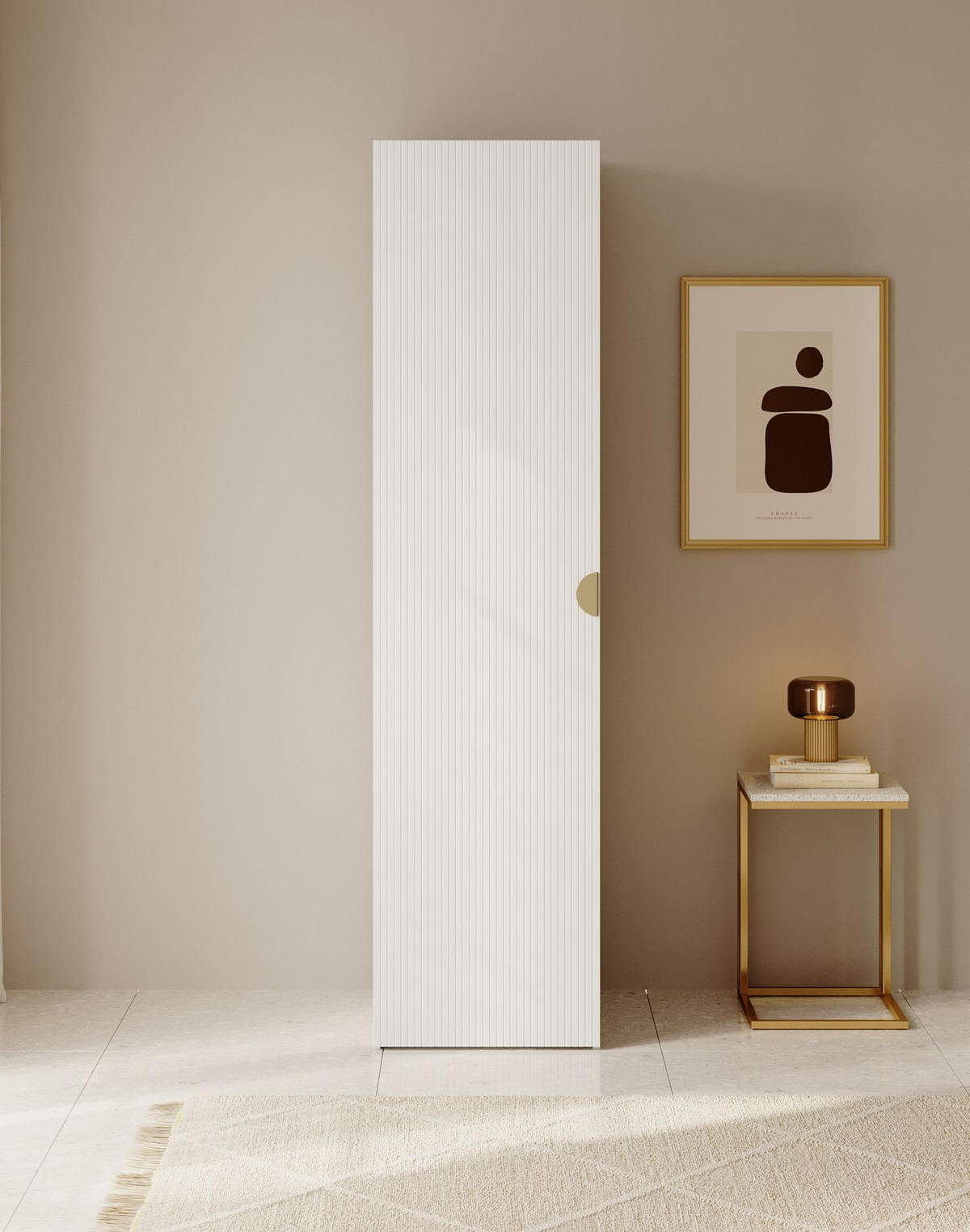 KLEIDERSCHRANK Moonir Weiß 50 cm - Goldfarben/Weiß, Holzwerkstoff/Metall (50/200.5/57cm) - Selsey