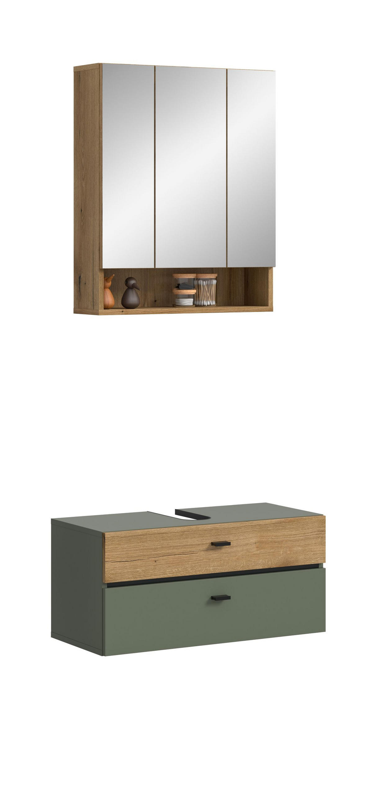 BADKOMBINATION Aqua Sage Green 75/35/191 cm - Grün, Holzwerkstoff (75/191/35cm) - Xonox