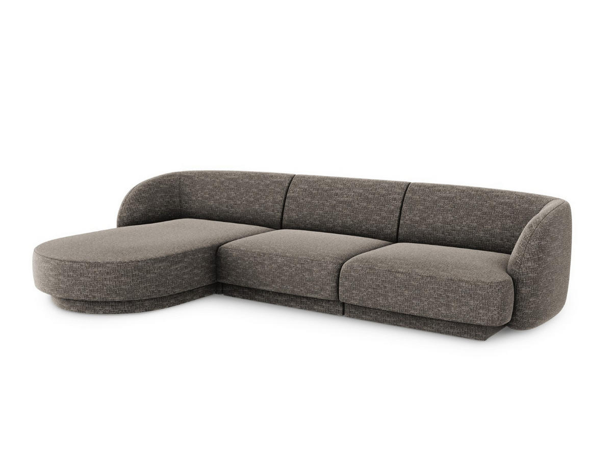 ECKSOFA links Miley aus Chenille-Stoff grau 4 Sitzplätze - Grau, Textil (156/255cm) - Micadoni