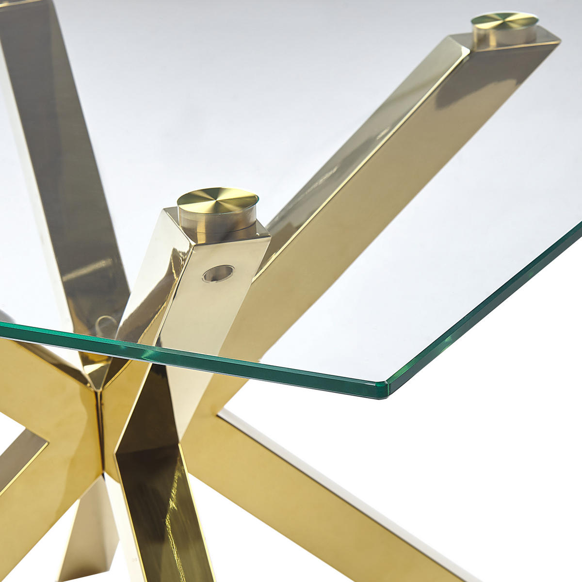 COUCHTISCH Glas Gold quadratisch 70/70 cm Starlight - Transparent/Goldfarben, Glas (70/70/44cm) - Beliani