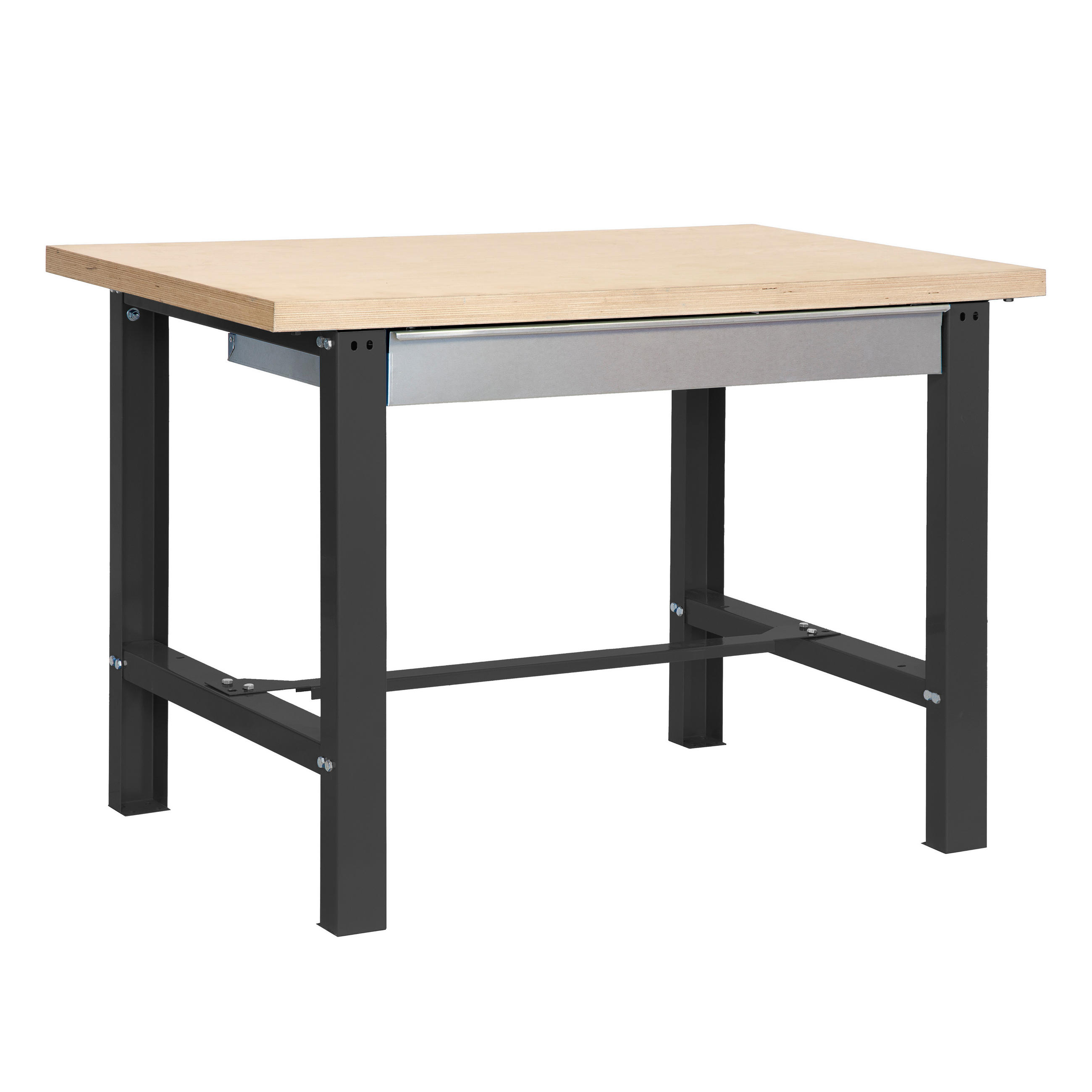 WERKBANK BUFFALO WOOD mit Schublade | HxBxT 87x120x75cm | Traglast 600kg | Anthrazit - Anthrazit, Metall (120/87/75cm) - PROREGAL