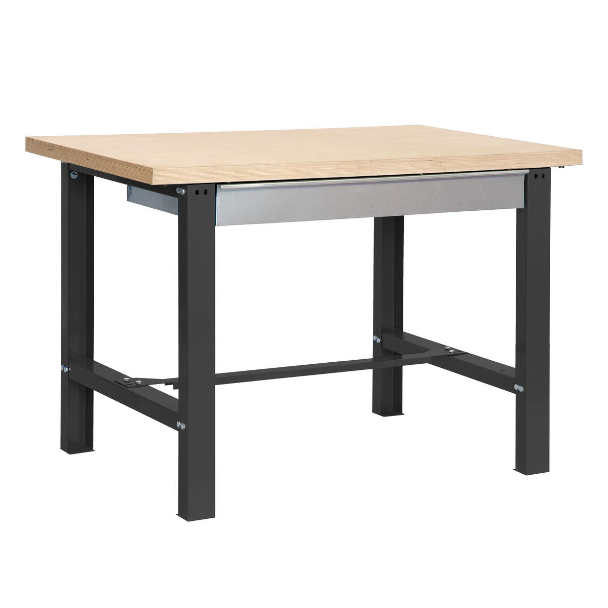 WERKBANK BUFFALO WOOD mit Schublade | HxBxT 87x120x75cm | Traglast 600kg | Anthrazit - Anthrazit, Metall (120/87/75cm) - PROREGAL