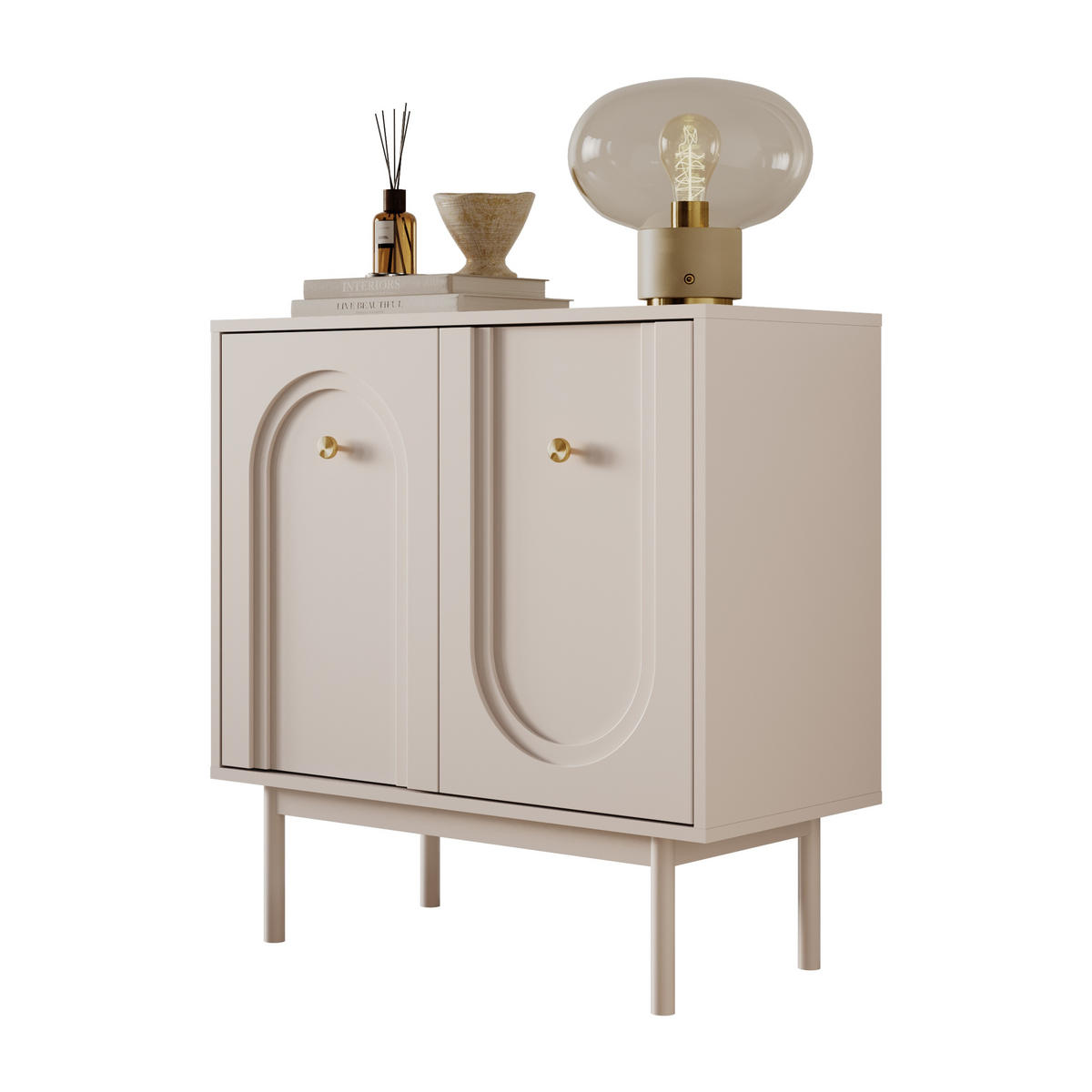 KOMMODE LIBERTY 2D auf Holzbeinen kaschmirfarben - Kaschmir, Holzwerkstoff (79/82/39cm) - Lookway