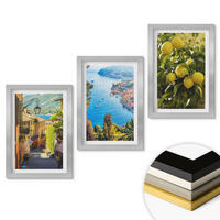 WANDBILDER 3er Set - 20x30 cm Silberner Rahmen - Straßen am Meer, ein Meer aus Zitronen - Silberfarben, Kunststoff (20/30cm) - ArtPrintCave