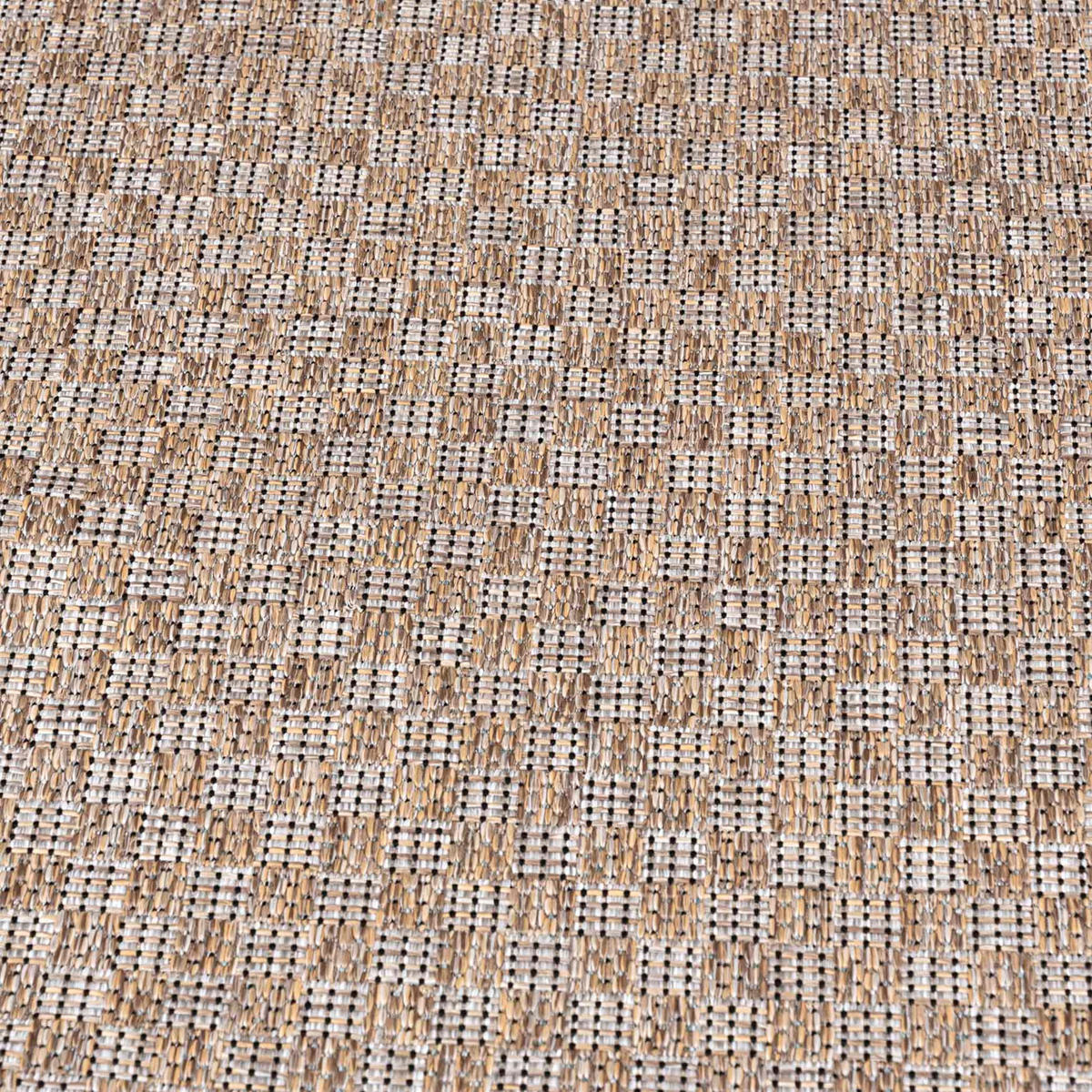 TEPPICH Braun In-Outdoor Geometrisch, Einfarbig - Rund,Kurzflor,Modern,Minimalistisch - 150 x 150 cm - Creme/Braun, Textil (150/150cm) - Mazovia
