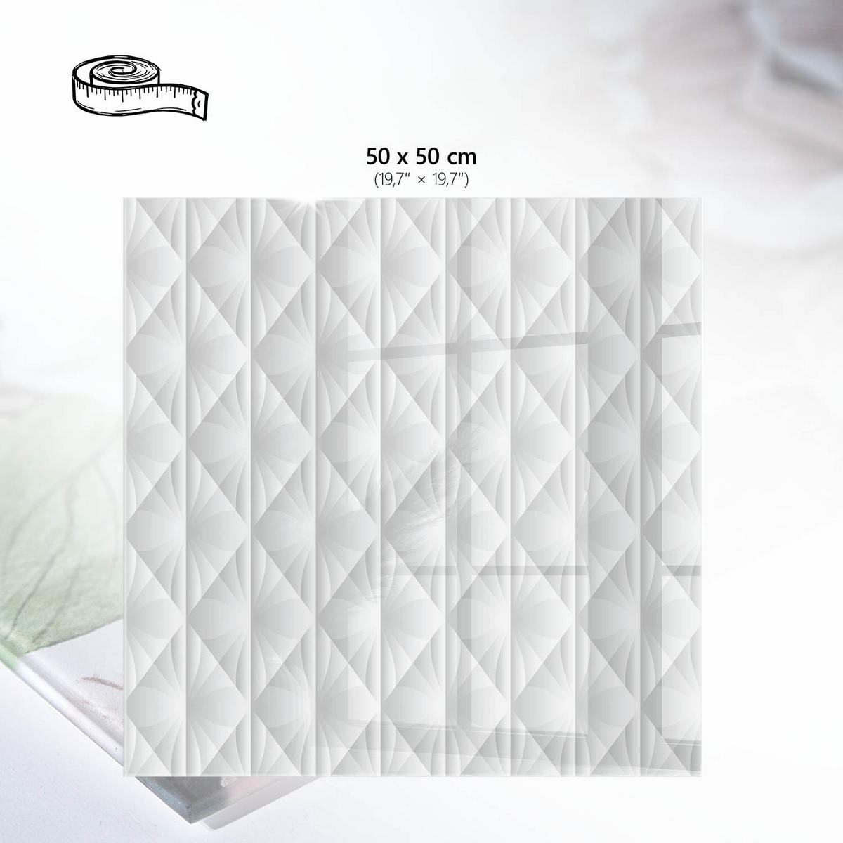 TISCHPLATTE 50x50 cm – Geometrische Muster - Schwarz, Glas (50/50/0.4cm) - Wallfluent
